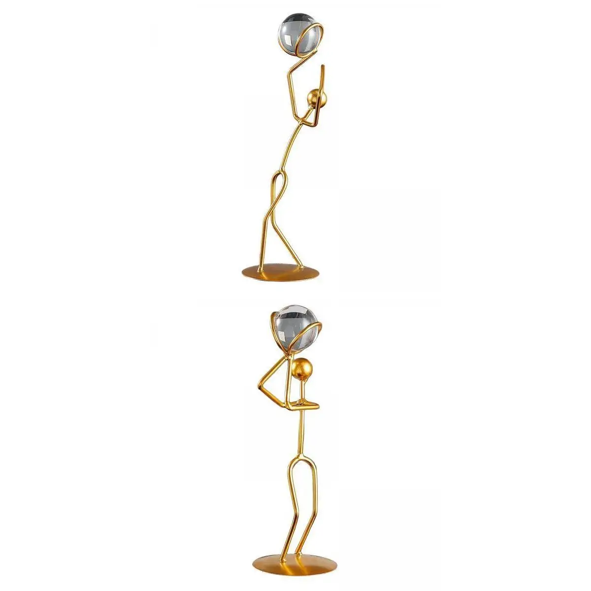2 Pieces Crystal Ball Figurines with Metal Stand Ornaments for Table Office 