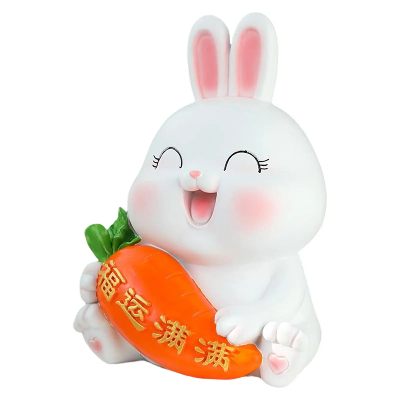 Creative Rabbit Piggy Bank Statue Chinese Style Big Accessories Collectible Resin Sculpture for Office