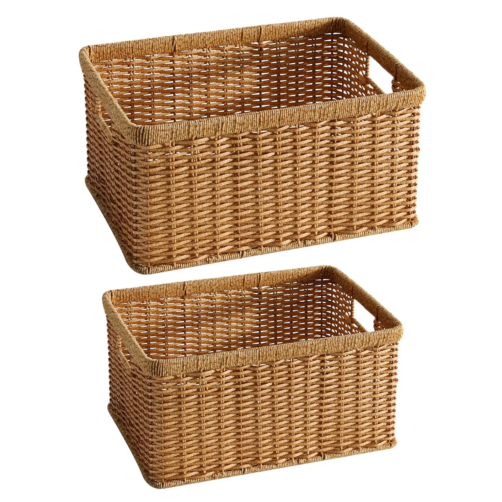Handmade Basket Rectangle Picnic Basket Storing Snacks, Household Cleaning Hand Woven Storage Basket for Cabinets Bathroom