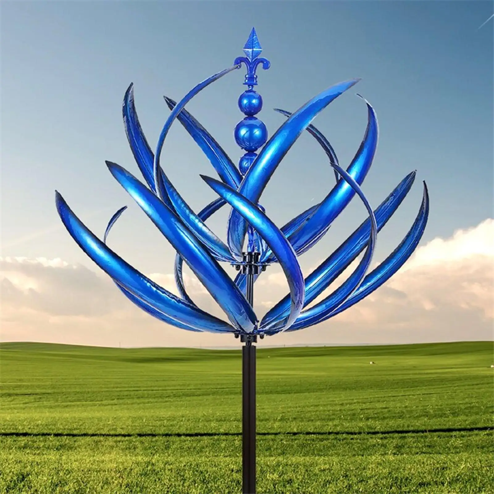 Windmill Landscape Pinwheel with Metal Garden Stake, Wind Spinner, Wind Sculpture, Patio Terrace Backyard Decoration