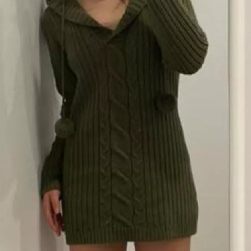 dourbesty vestido com capuz para pele feminina guarnição hoodie vestidos decote em profundo com nervuras de malha mini vestido estético roupas bonitas