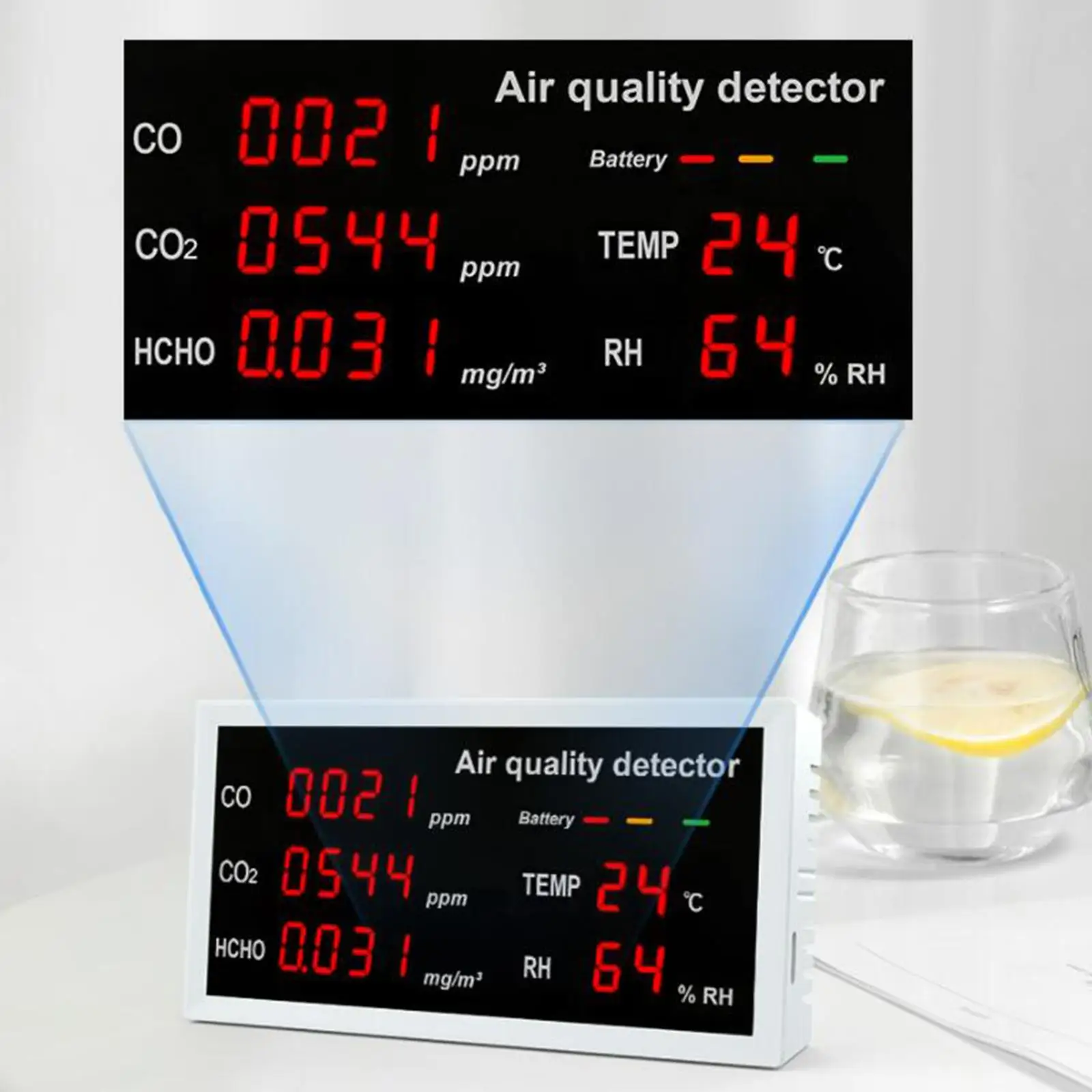 Air Quality Monitor 5 in 1 CO CO2 Humidity Portable Sensor Data LED Display Air Quality Meter for Indoor