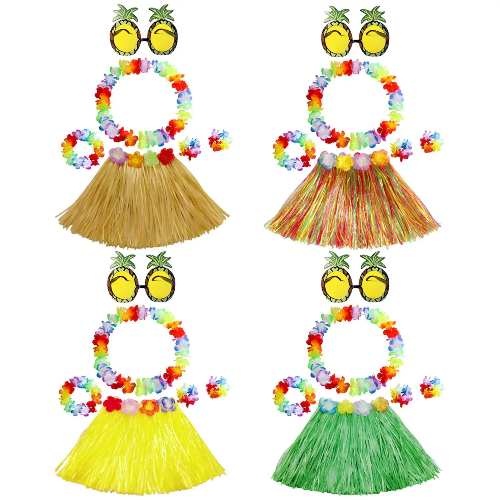 Hawaiian Grass Skirt Reusable Novelty Necklace Costume Fancy Dress for Birthday