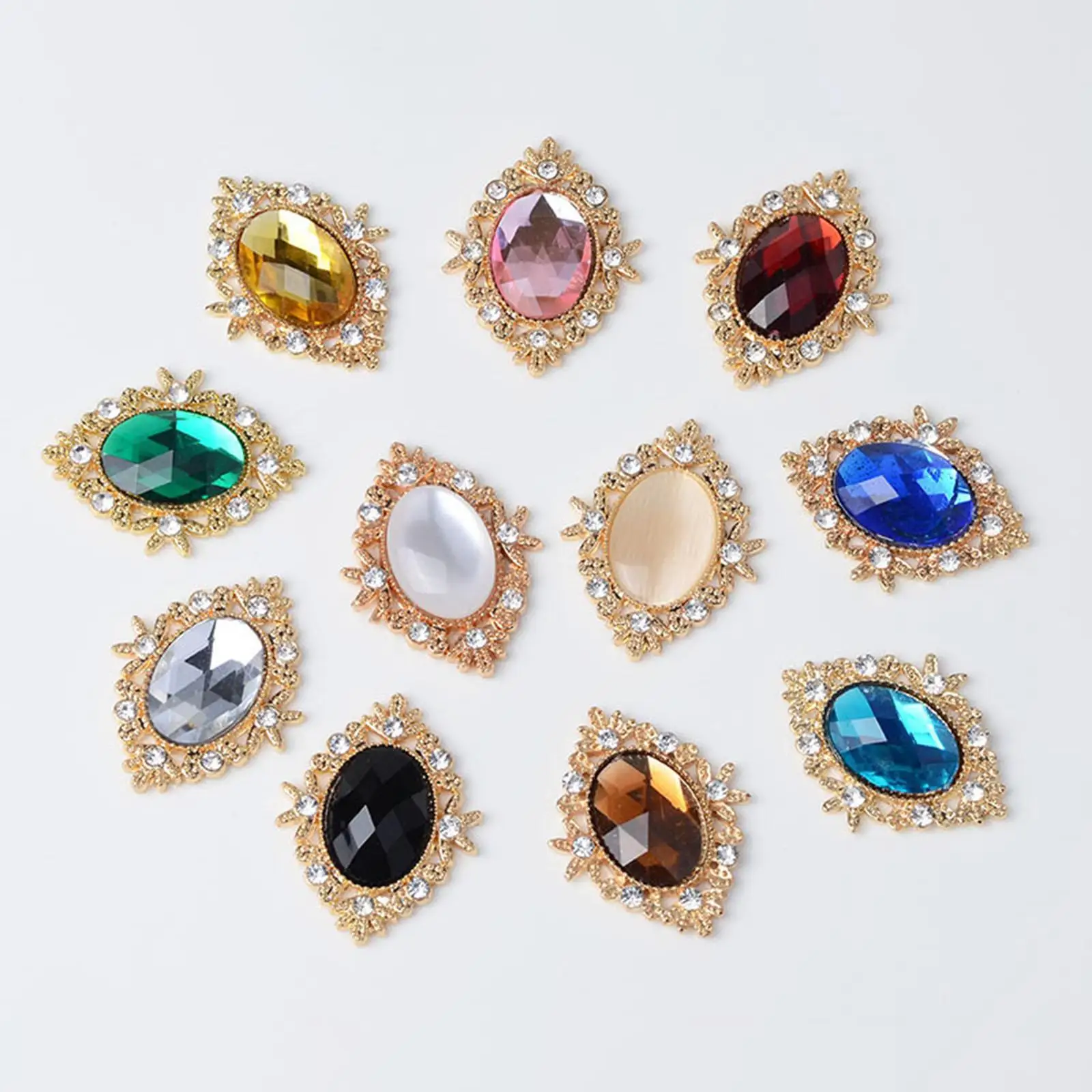 11x Rhinestones Decor Flatback Pearl Crafts Diamante Crystals Stones Acrylic Buttons for Wedding DIY Clothing Accs