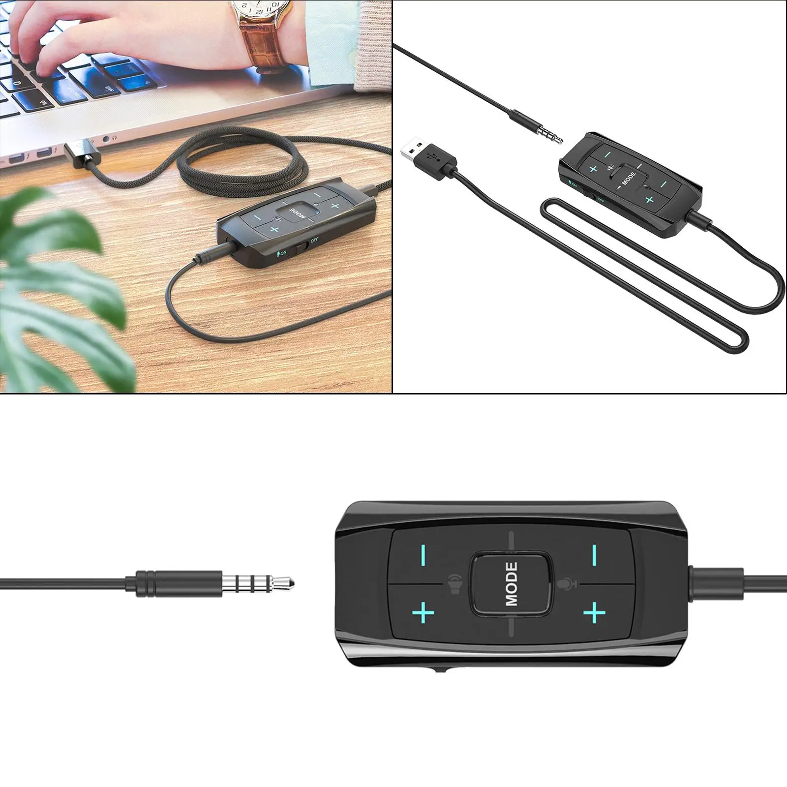 External USB Sound Card Microphone  3.5mm  7.1 Surround Sound AUX Audio Adapter 