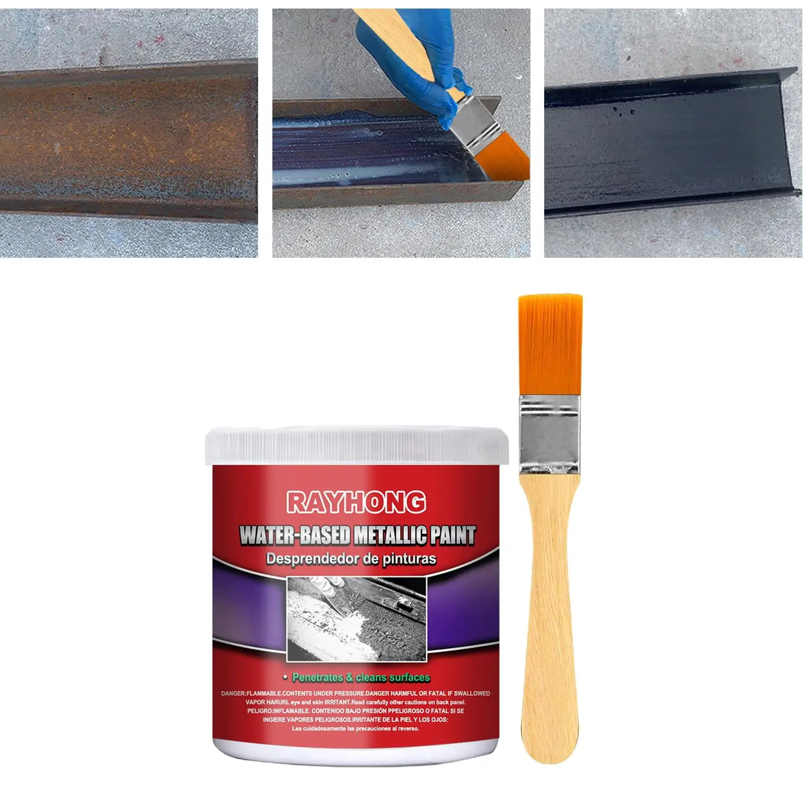 Rust Paint 100G with Brush Car Chassis Derusting Metal Rust Remover for Railings Marine