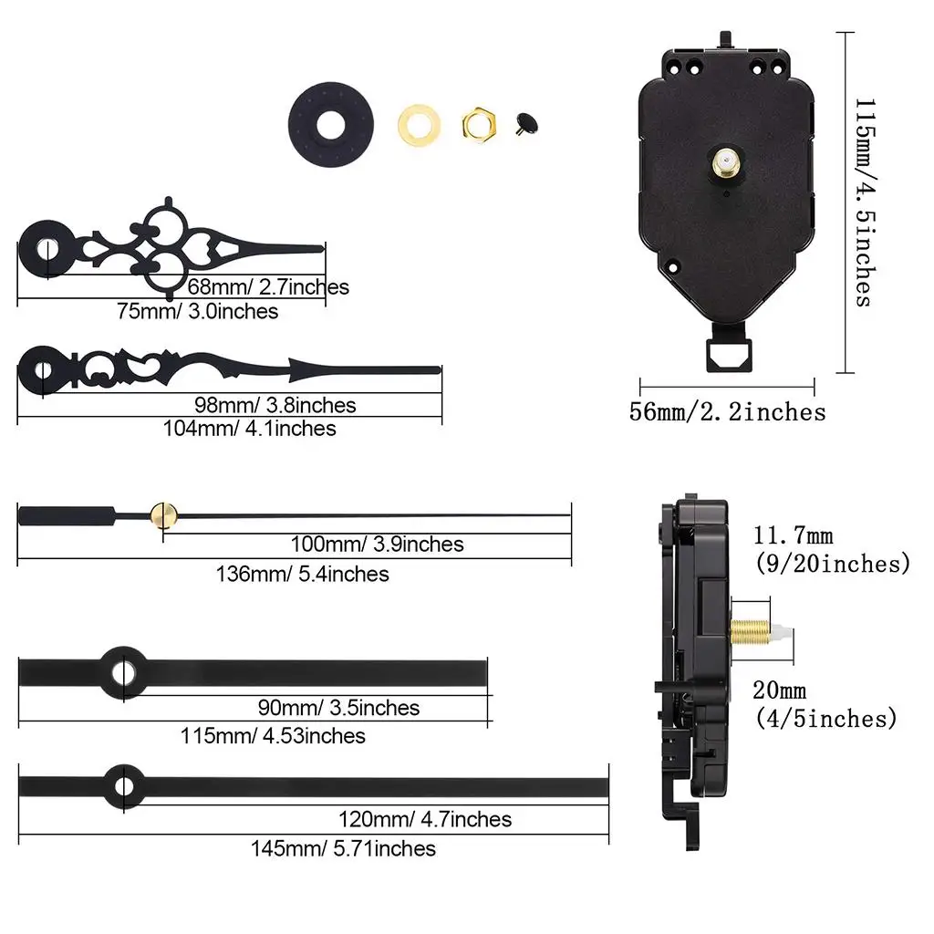 DIY Clock Pendulum Movement Mechanism Motor & Hanger, 20mm Shaft