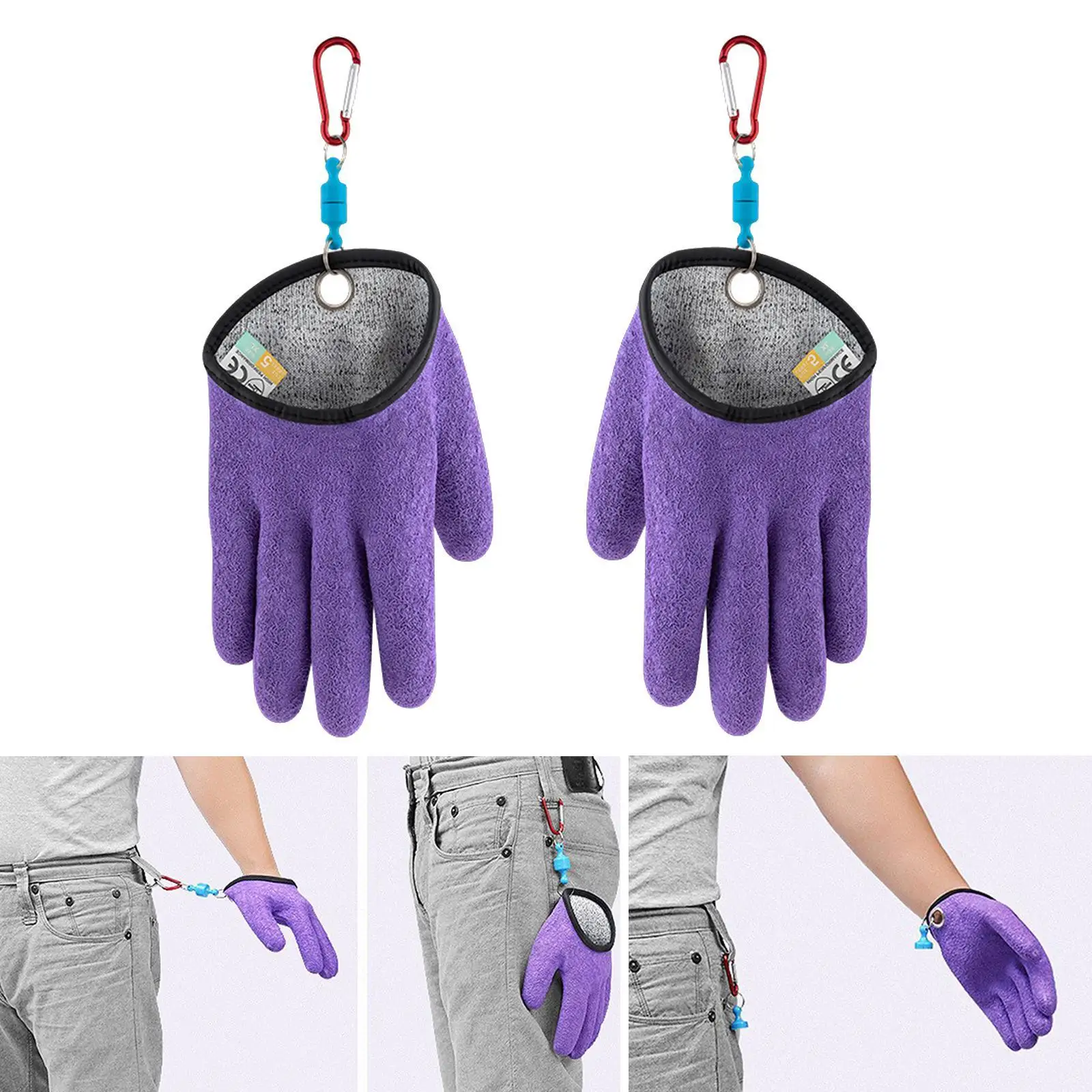 Fishing Puncture Proof Gloves with Magnet Release Waterproof Fish Glove