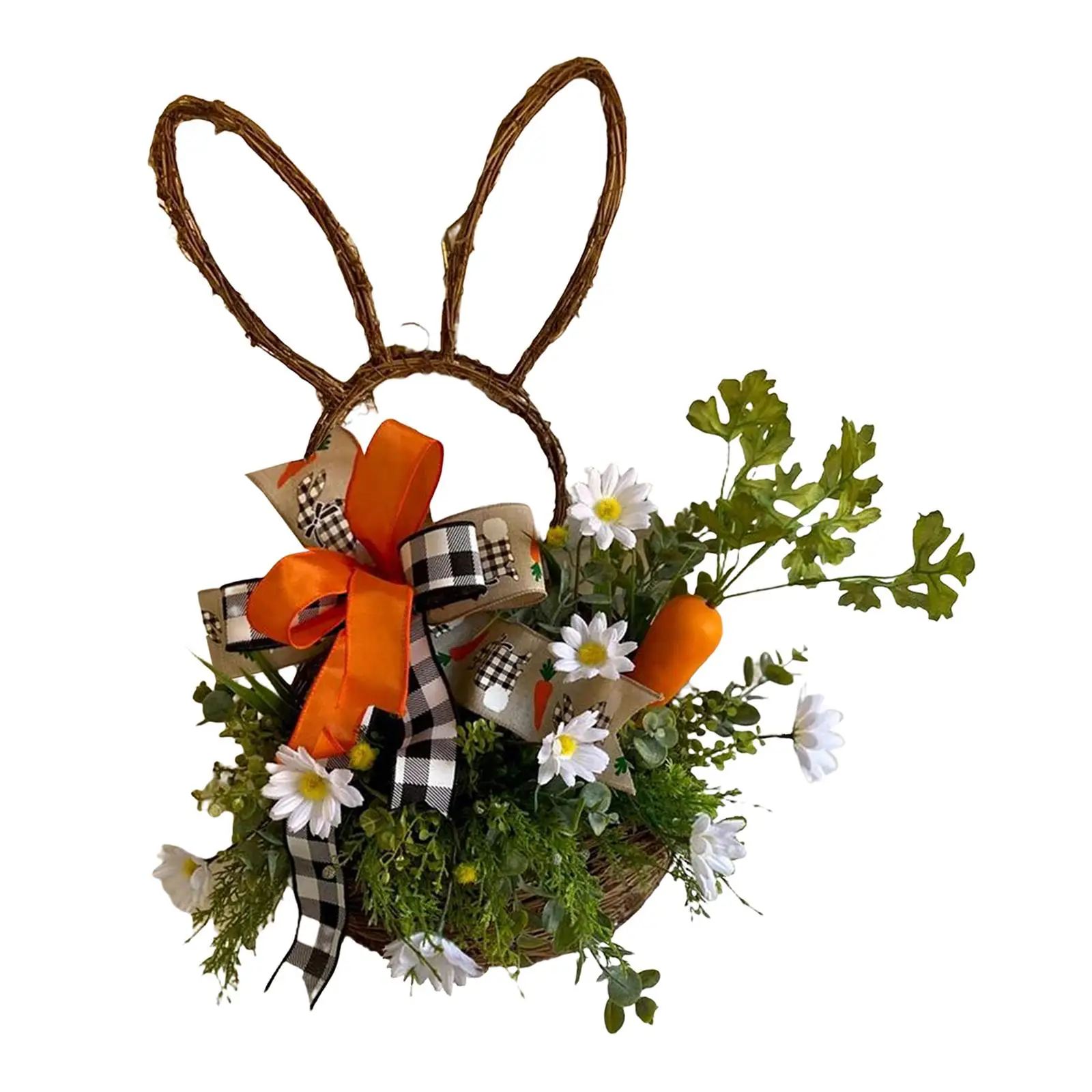 Easter Wreath Door Hanging Artificial Flower Garland for Decor Backdrop Party Supplies