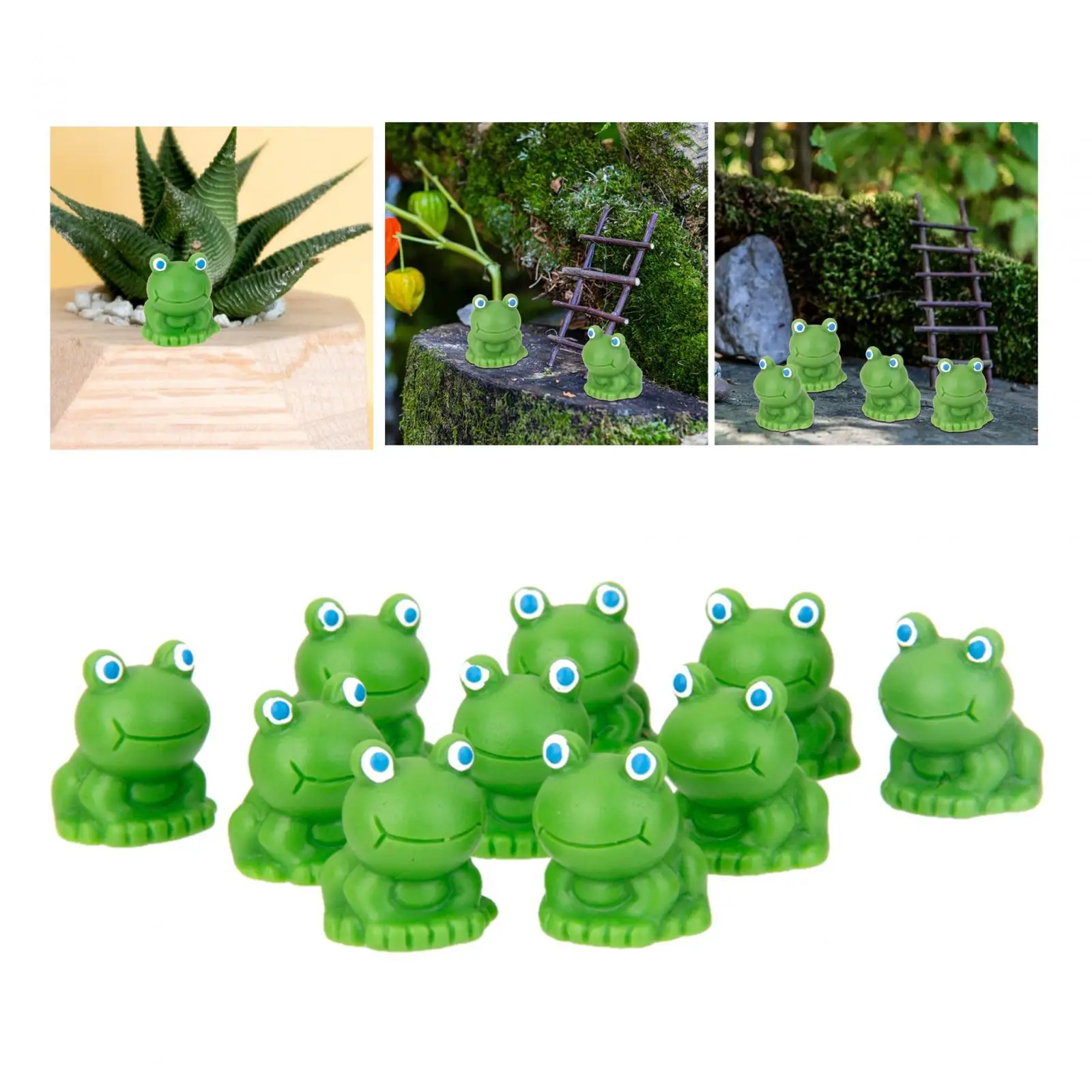 10Pcs Kawaii figurine Frog decor mini fairy garden animal statue Miniature Bonsai DIY Resin Craft Mini Landscape Blue Eye