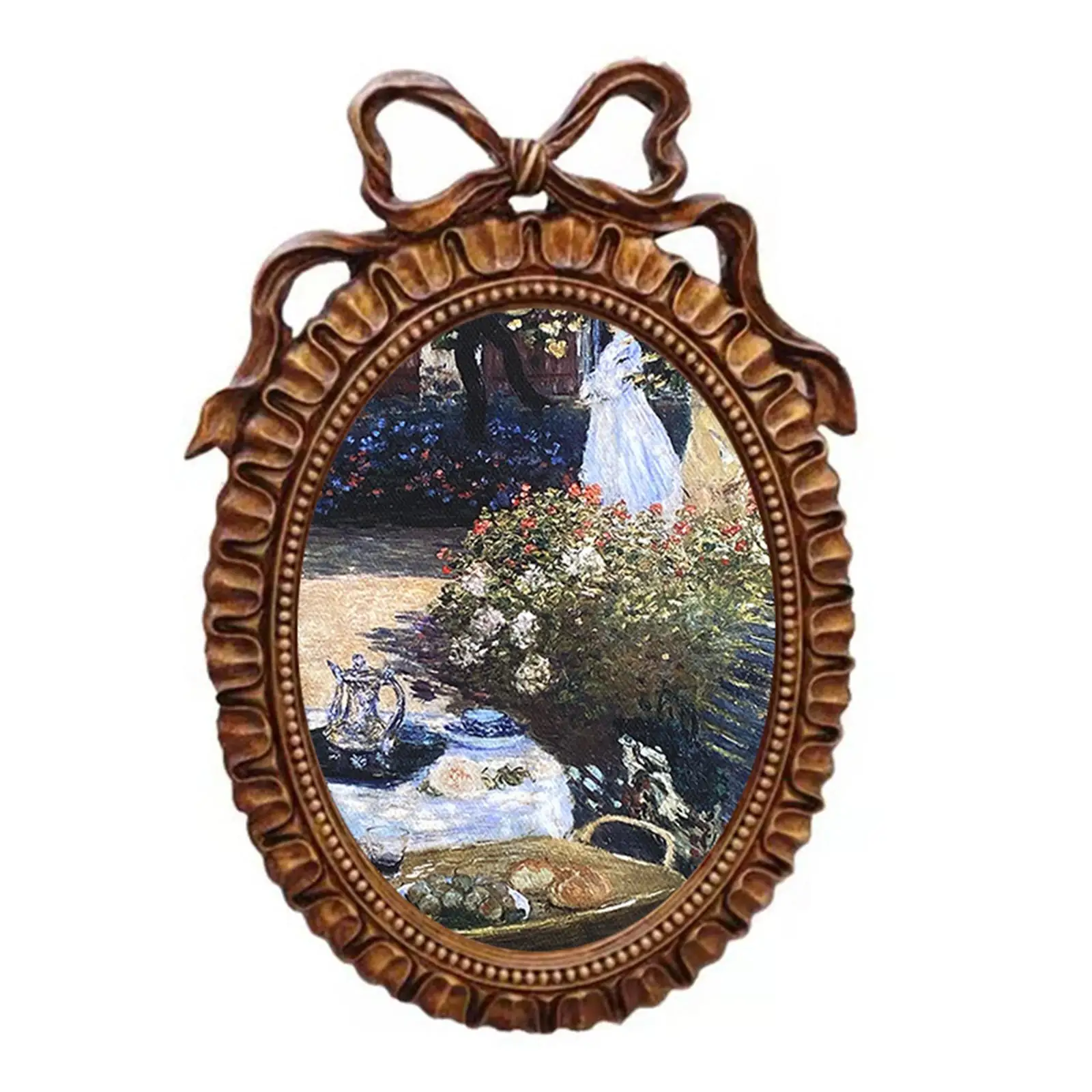 Old Fashioned Resin Oval Photo Display Frame, Wall Desktop for Home Decor Photo Gallery Art Ornament Multi Occasions Decoration