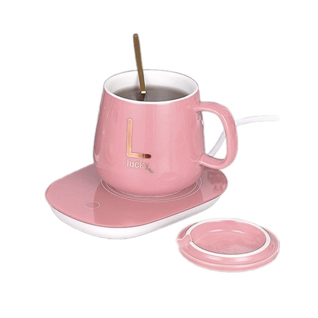  panthem Almohadilla calentadora eléctrica para taza de café,  dispositivo USB de escritorio, almohadilla fina para taza de café, té,  bebida, calentador, tazas, portavasos y almohadilla calentadora, rosa,  verde, blanco (verde) 