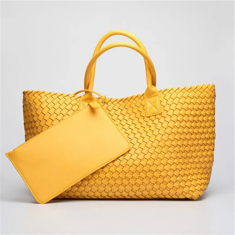 Candy color woven tote bag 2022 new fashion one shoulder women's bag large capacity handbag luxury large bag shopping bag