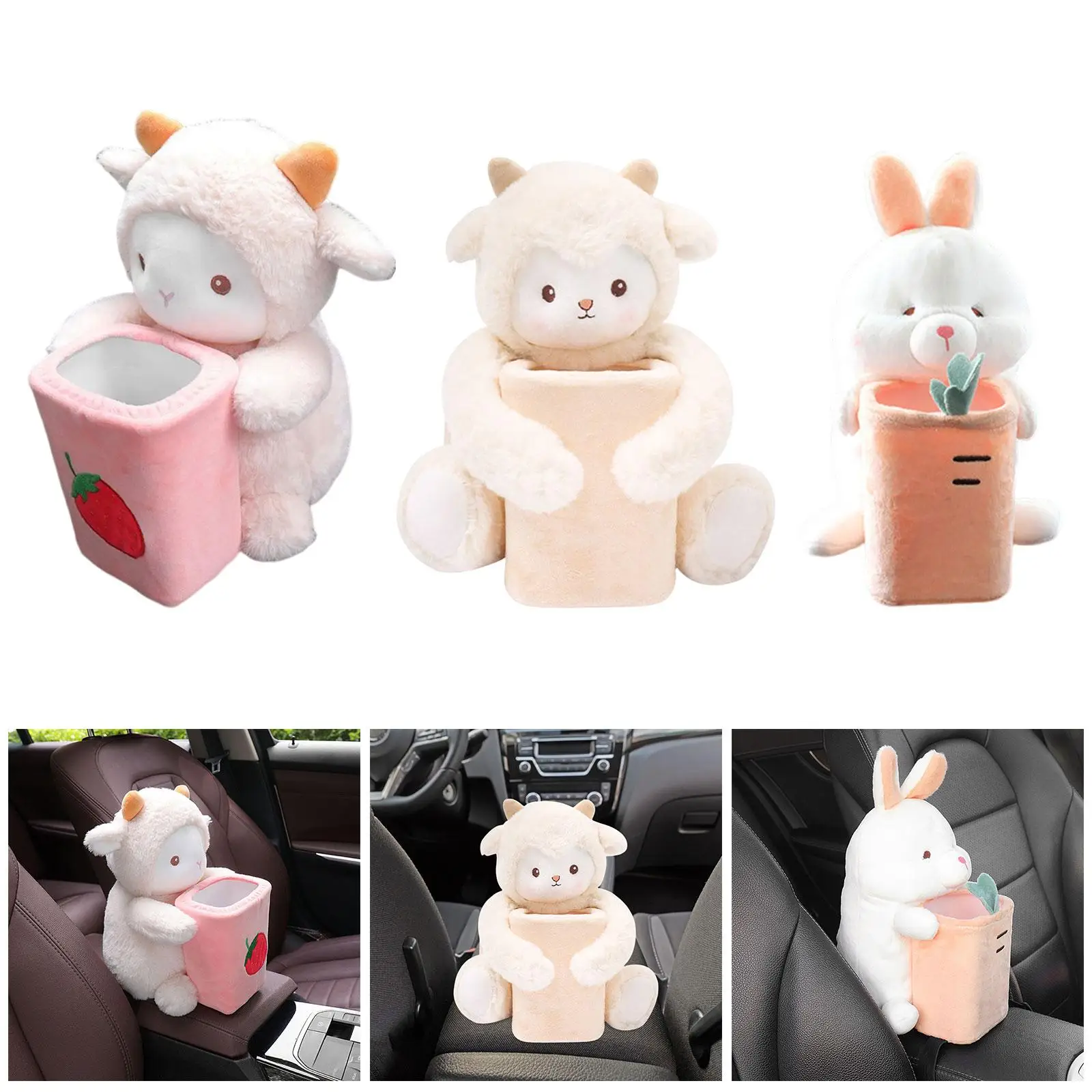 Car Tissue Box Storage Holder Plush Toy 2 in 1 Design for Car Gift Office