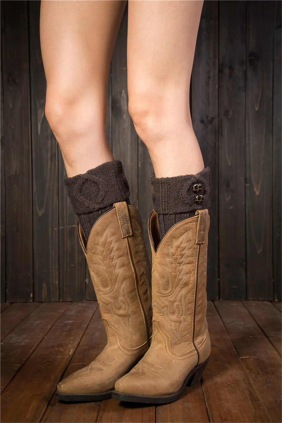 Gestrickte Gamaschen für Damen, Beinwärmer für Herbst/Winter, Lolita, süßes Mädchen, kurze Stiefelmanschetten, Knöpfe, gehäkelt, Damenstiefel, kniehoher Stiefel – Detail 15