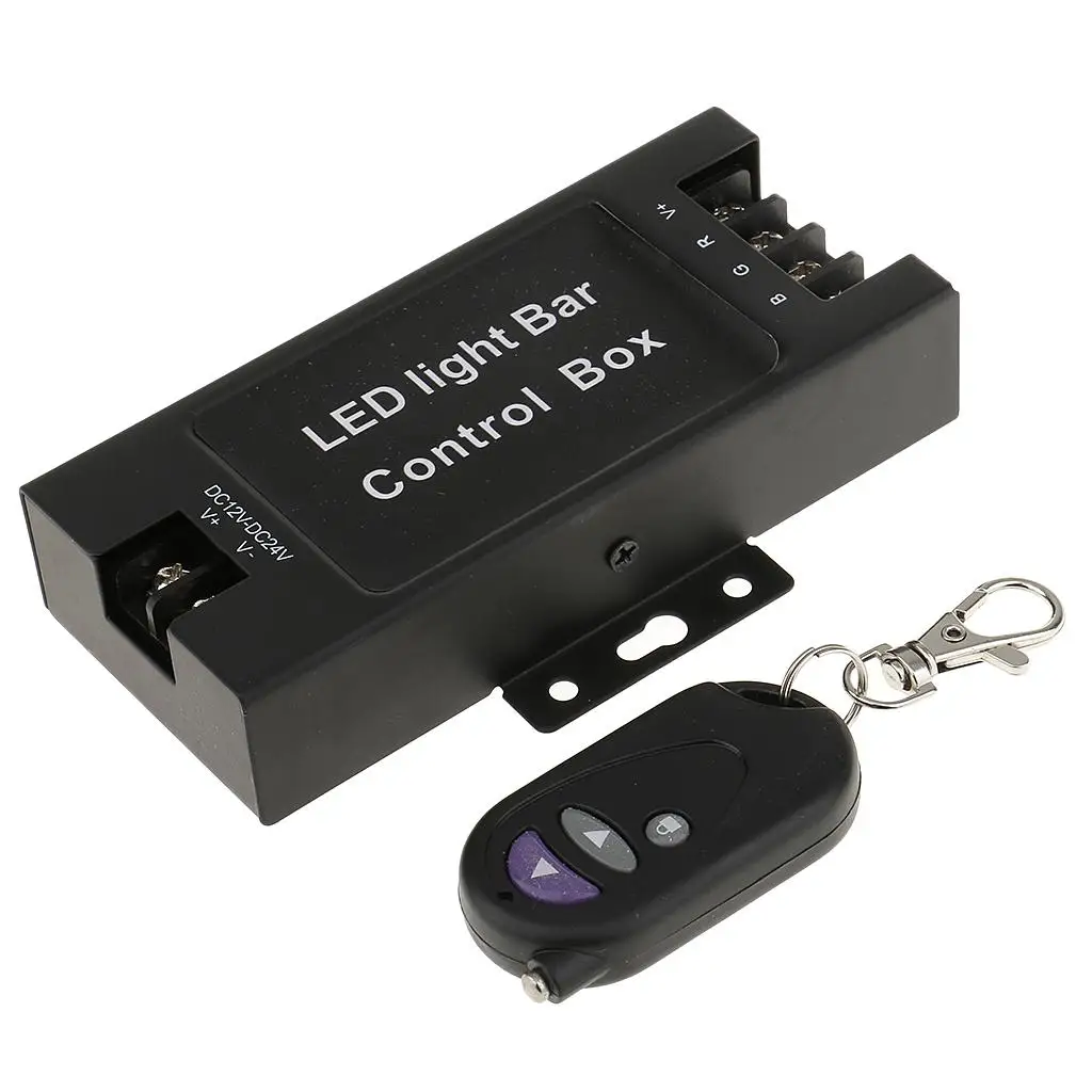 12V -24V LED Light Lamp Bar Strobe Controller Box with Wireless Remote Black New
