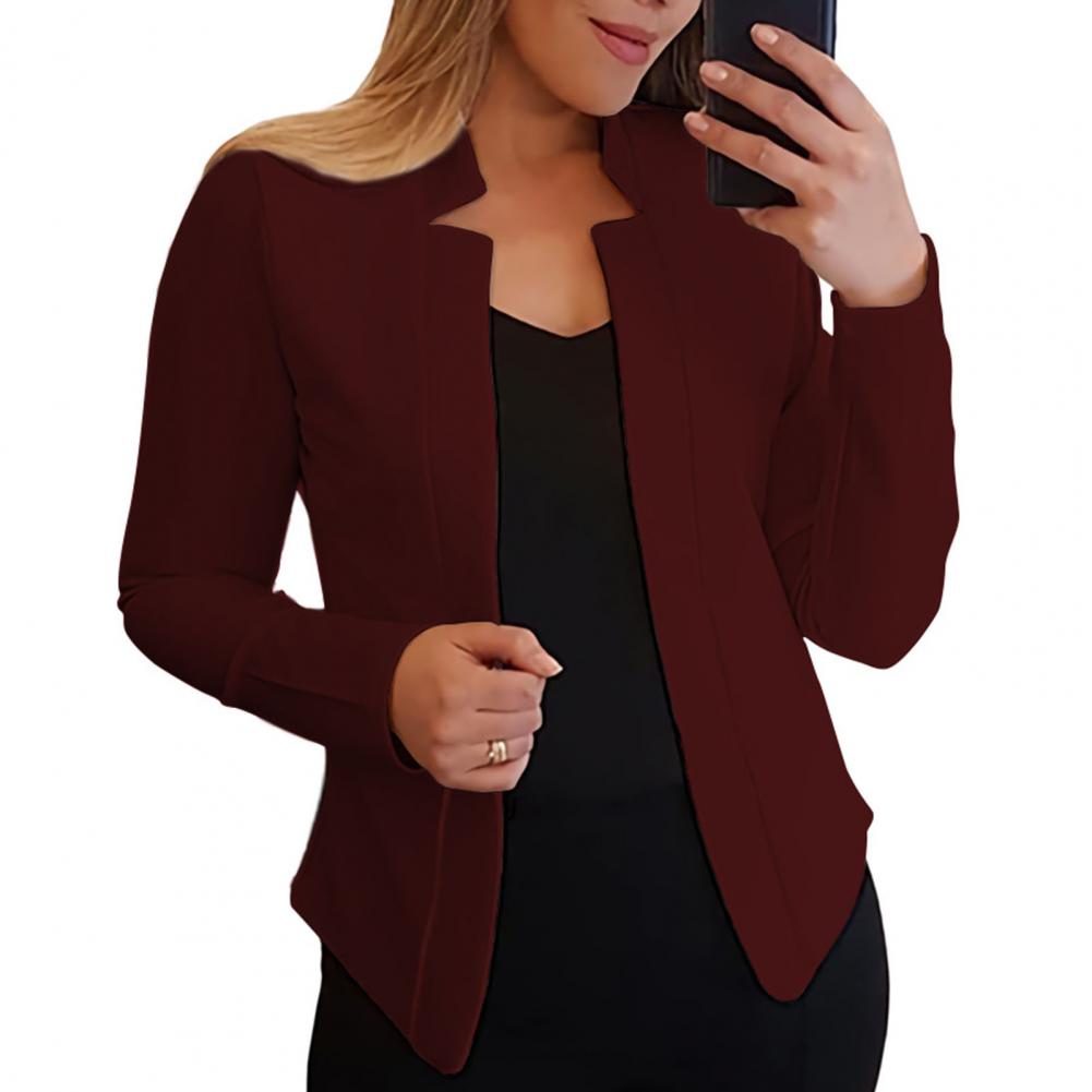 Title 18, Einfarbig Slim Fit Frauen Blazer Jacke Kerb Kra...