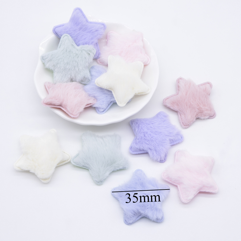24 Stück 35 mm gepolsterte Plüsch-Stern-Patches für DIY-Hut, Schuhe, Stoff, Spielzeug, Zubehör, Basteln, Baby-Kopfbedeckung, Schleife, Dekor-Applikationen – Detail 1