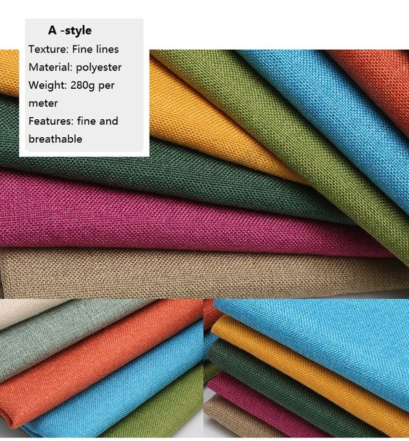 Cotton and Linen Sofa Fabric Solid Color Thickened Coating