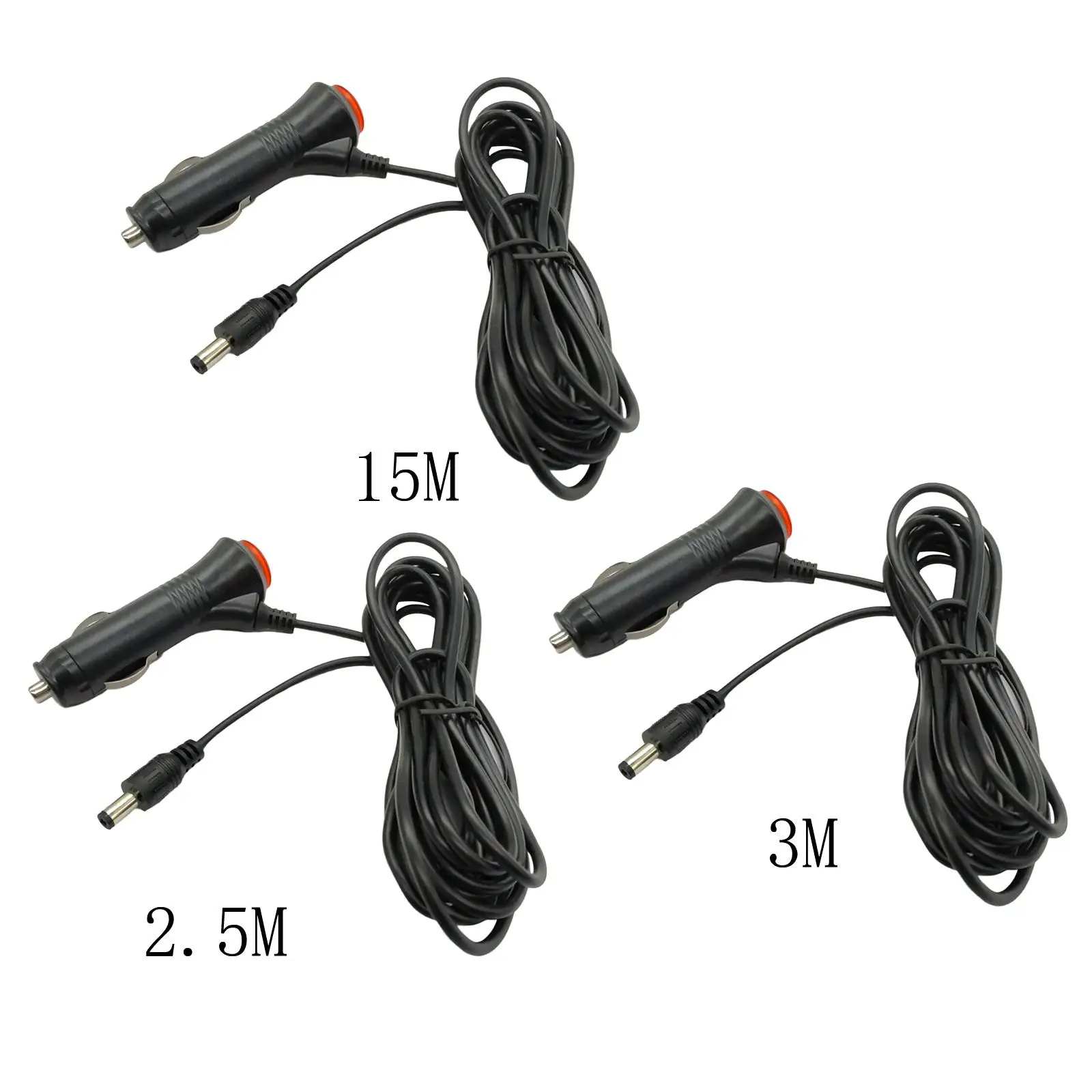 Car Cigarette Lighter Charger Cord 12V 24V 5.5Mmx2.1mm with LED Power Supply Cable for Truck DVD Player Van Bus