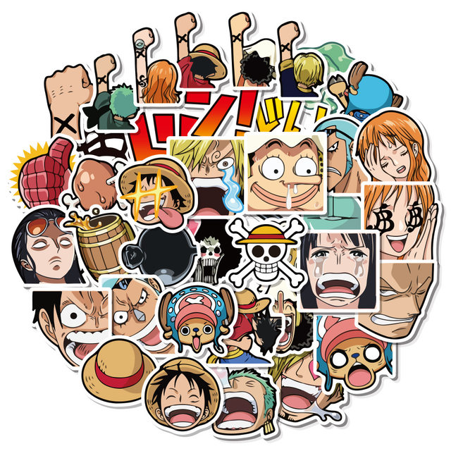 Kit 36 Peças De Adesivos Sticker Anime One Piece Otaku Otome