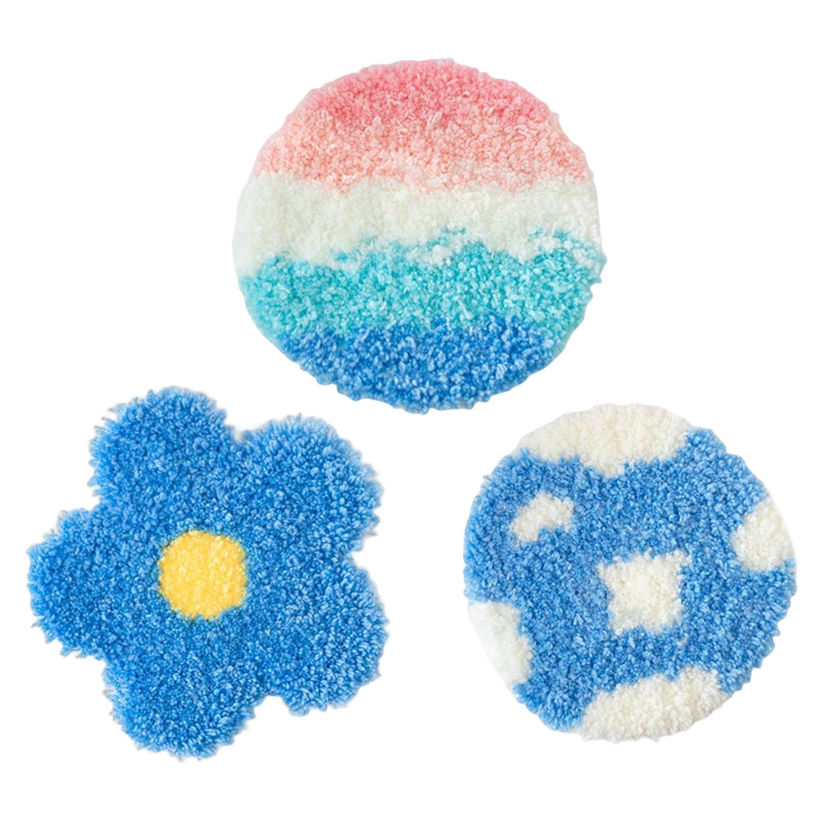 Punch Needle Coasters Kits, DIY Rug Hooking Kit for Adults Kids Beginner with Embroidery Hoop Yarn Rug Punch Needle Tools Set