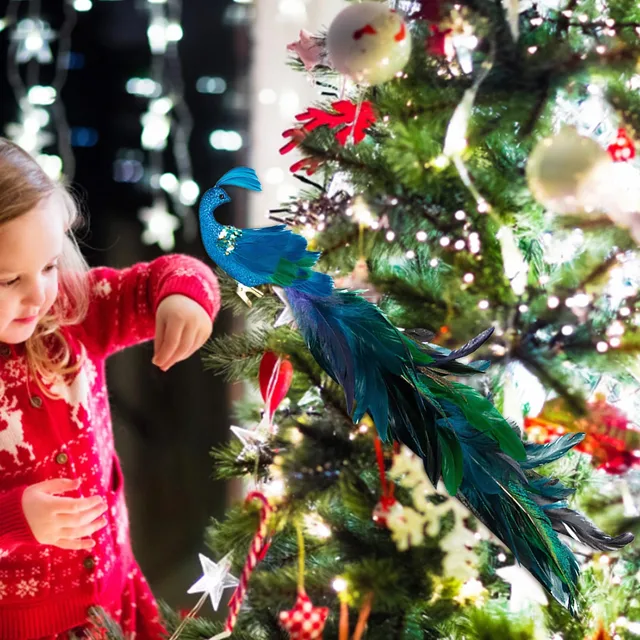 rand Piraat De neiging hebben Kerstboom Ornamenten Glittered Vogel Faux Pauw Decoratie Nieuwe Jaar 2023  Navidad Clip Op Turquoise Pauw Voor Yard Garden _ - AliExpress Mobile