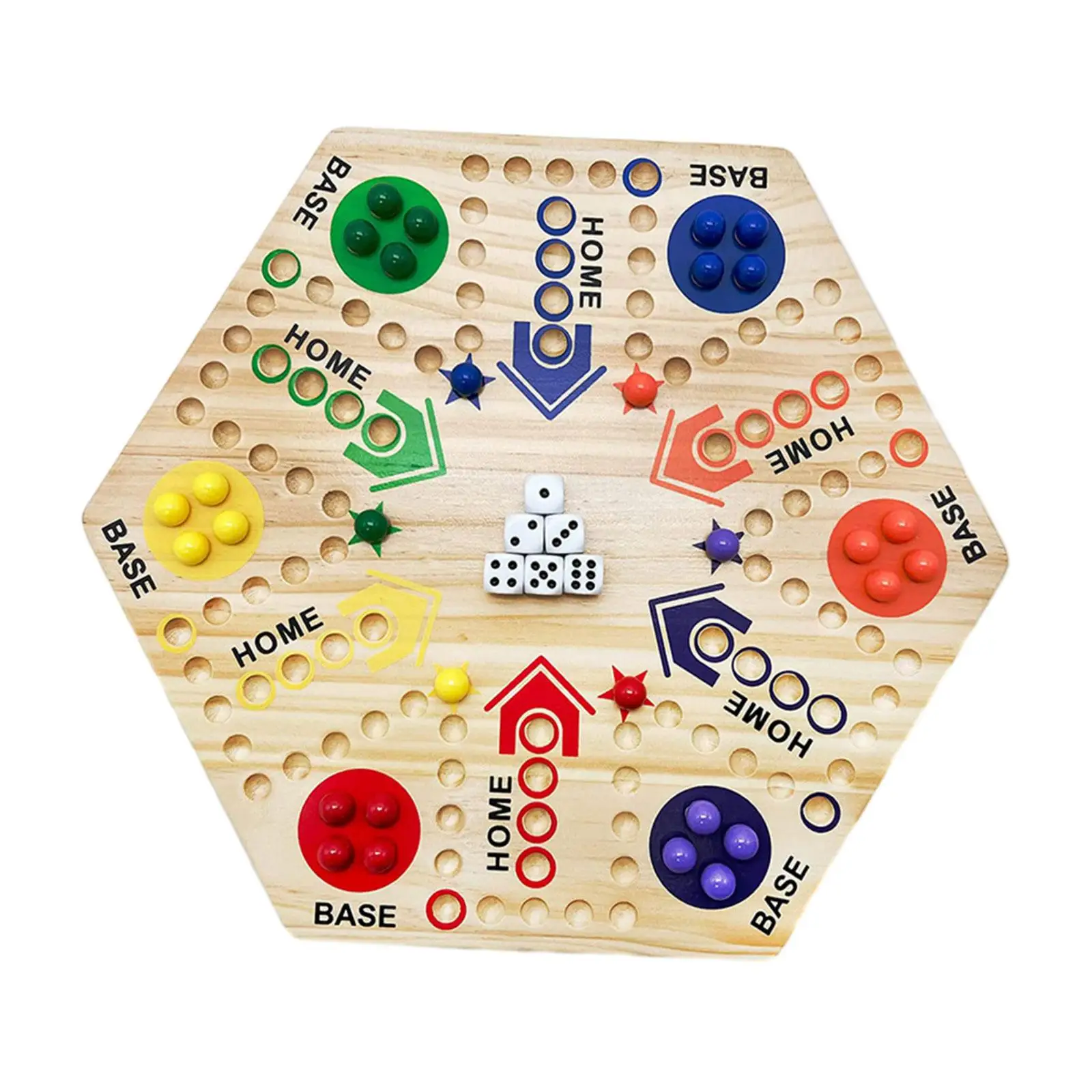 Marble Board Game 6 Dice 36 Marbles Portable 6 and 4 Players Board Game Desktop Game for Party Adults Friends Family Game Kids