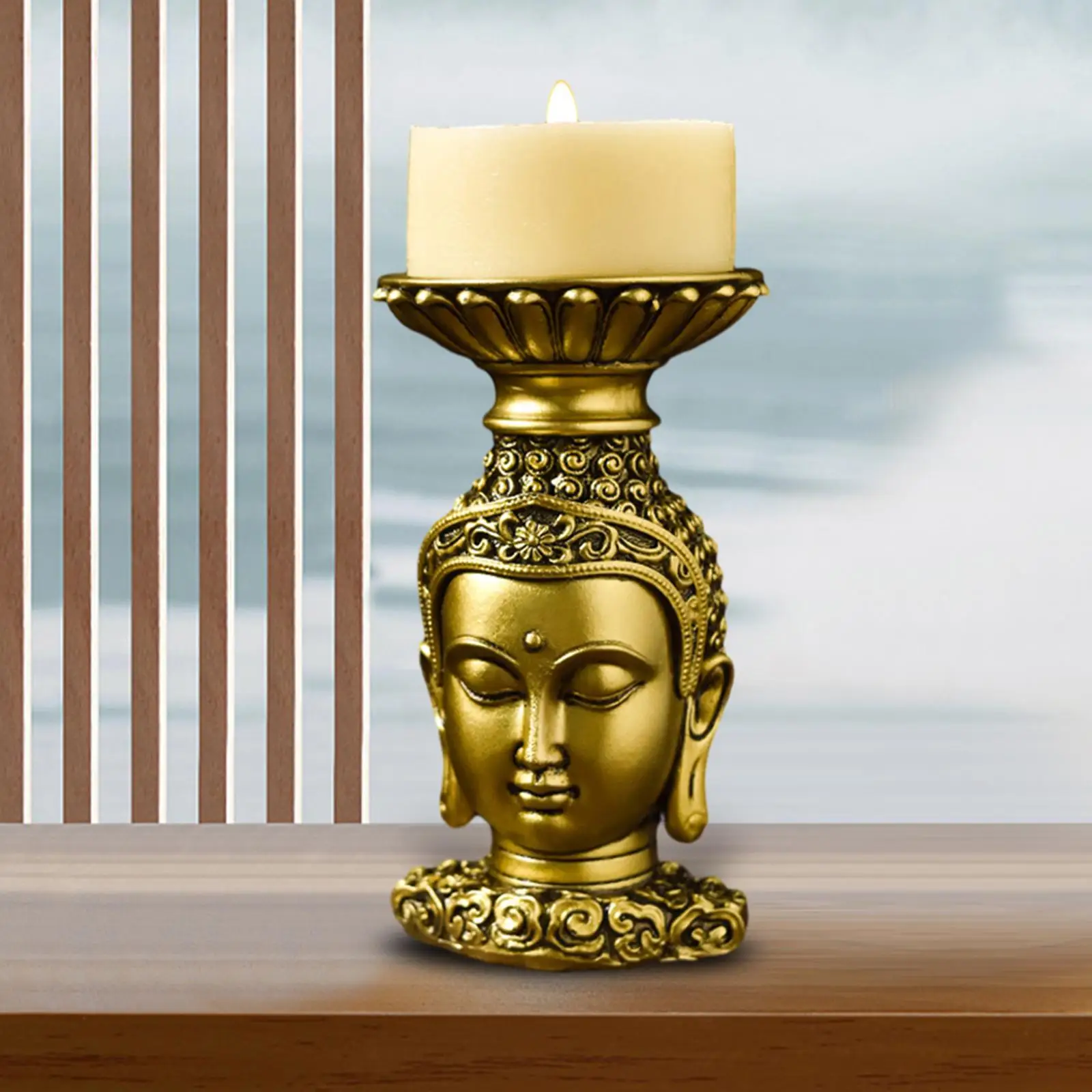 Buddha Candle Holder Housewarming Table Centerpiece Livingroom Fireplace Tea Light Candleholder Candelabrum Statue Candelabras