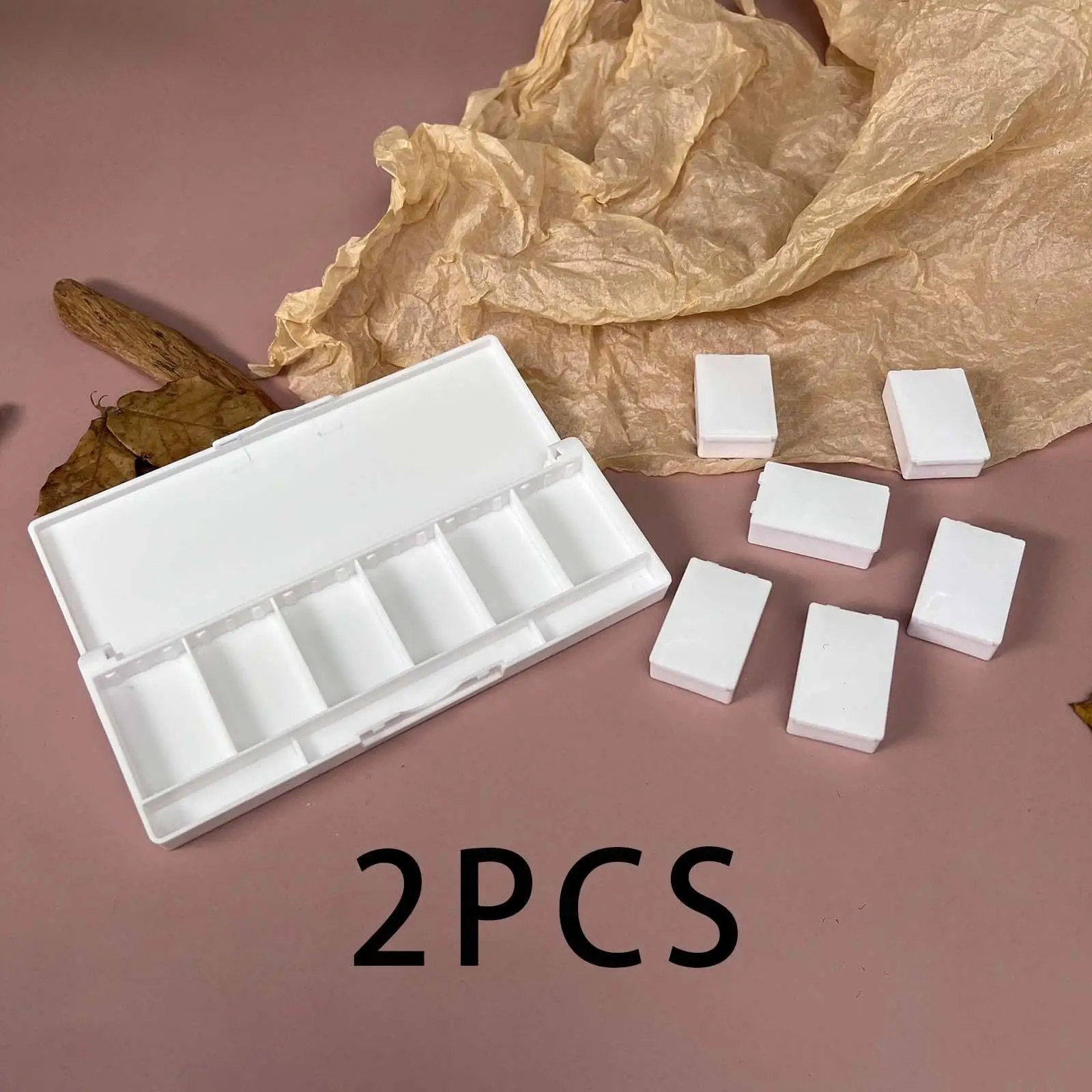 2Pcs Empty Refillable Container DIY 6 Grids Paint Boxes Empty Makeup Storage Box for Concealer Beauty Cosmetic Eyeshadow Blusher