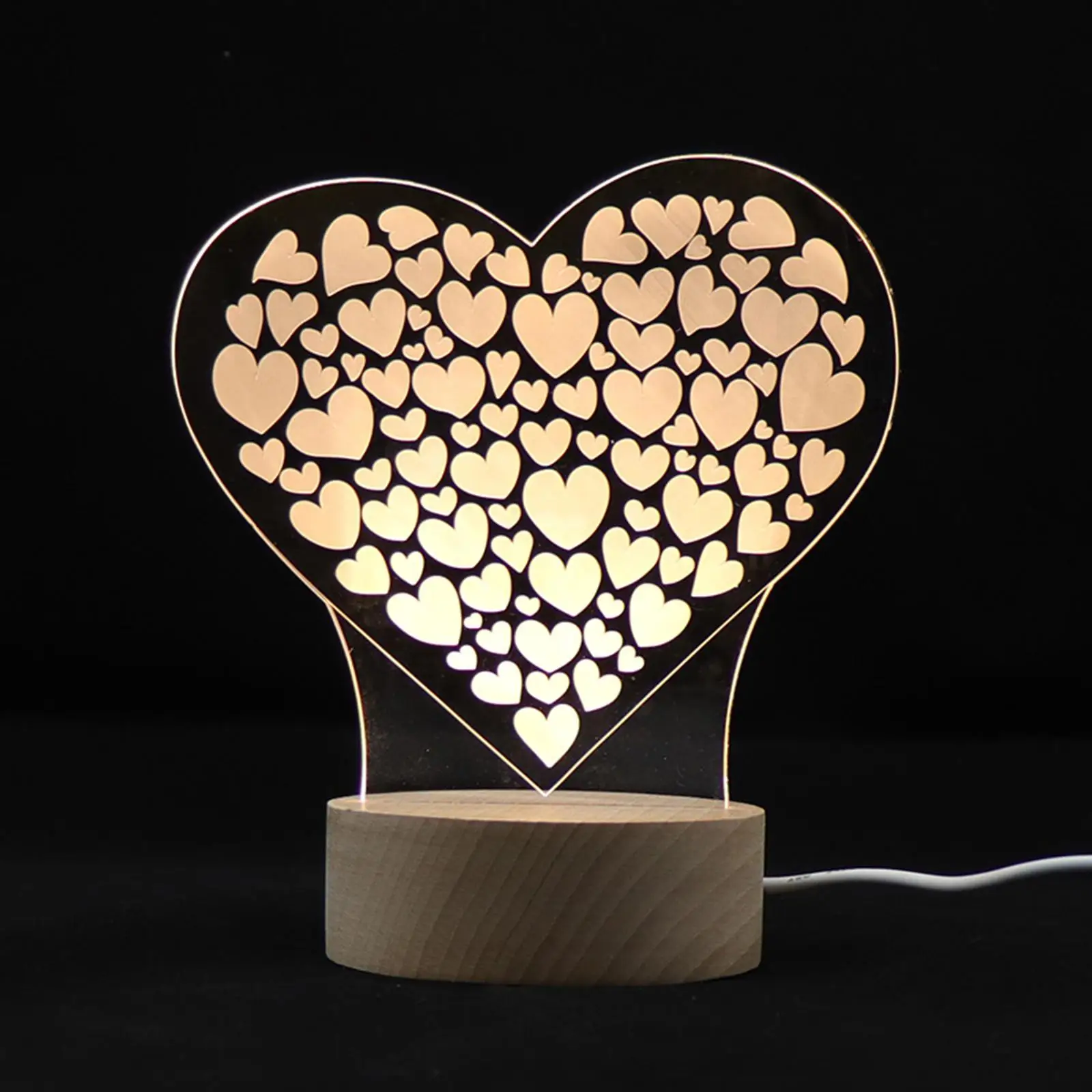 Table Lamp Bedside Lamps USB 3D Love Table Lamp for Birthday Gift, Bedroom,