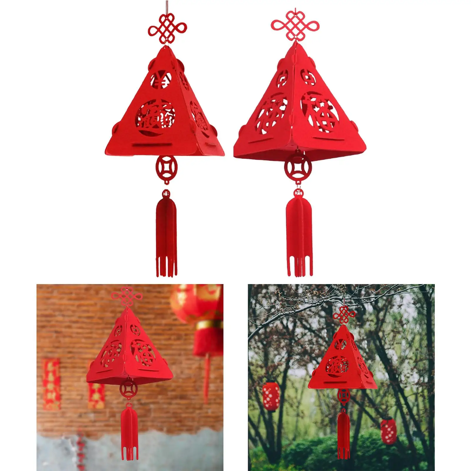 Chinese Lantern Lucky 3D Lantern Decorative for Festival Blessing Hanging Decor