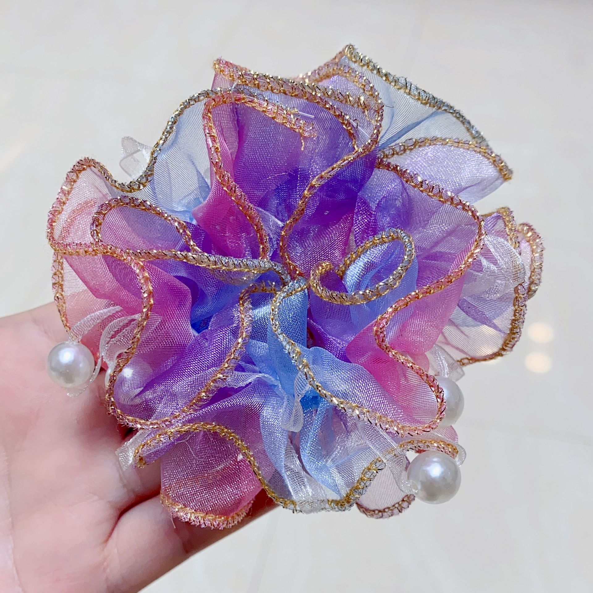 Kleines Mädchen Kopfschmuck Blumen performance für Brötchen Haarschnitt Gummiband Prinzessin elastische Haar bänder Kinder Haarschmuck – Detail 14