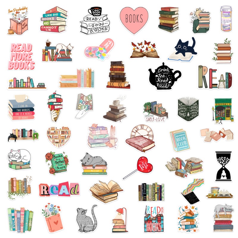 10/25/50 Stück Lesebücher Aufkleber für DIY Koffer Wasserflasche Telefon Gitarre Laptop Auto Scrapbooking Skateboard – Detail 3