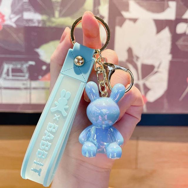 Korean Colorful Rabbit Bunny Keychain Crystal Acrylic Doll Pendant Car Bag Key  Chain Ring Girls Small CAR Acessories Key Ring - AliExpress