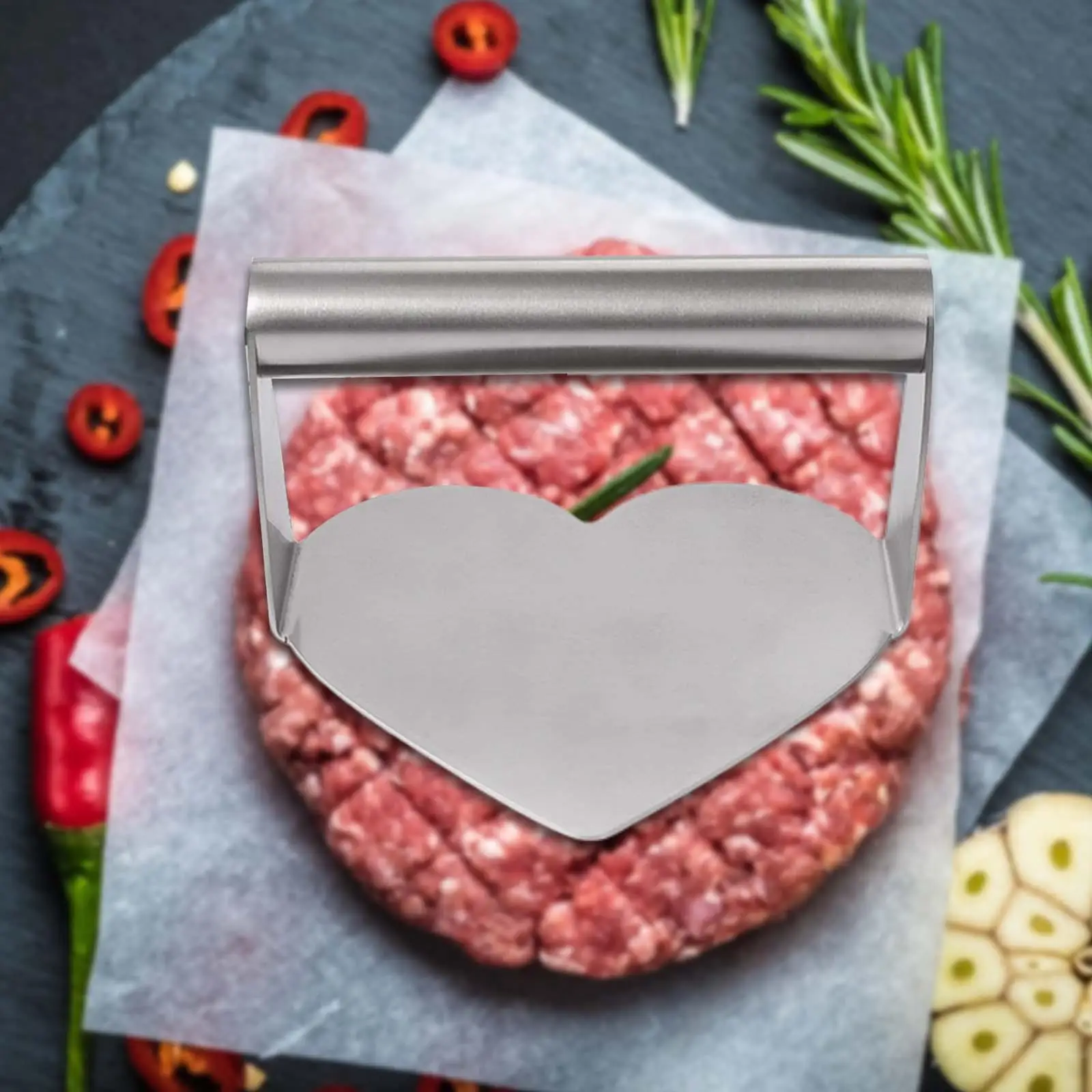 Heavy Duty Burger Press Heart Shaped Grill Press for Panini Tortilla Professional and Home Cooking Flattops Outdoor Grill