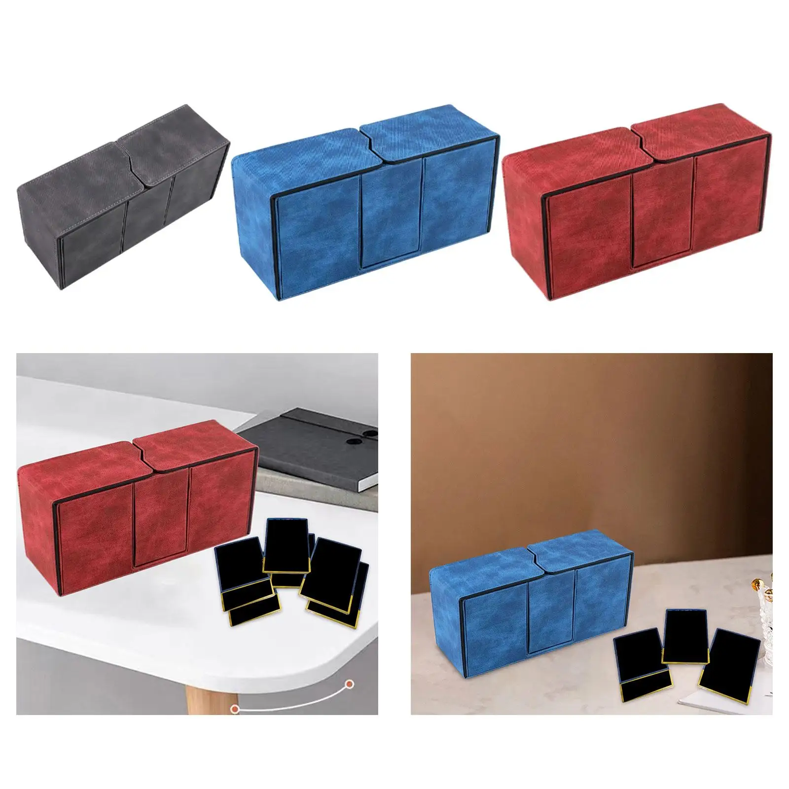 PU Leather 200 Cards Deck Box Storage Organizer Large Size Durable Storage Card Box Deck Holder Card Deck Case for Trading Card