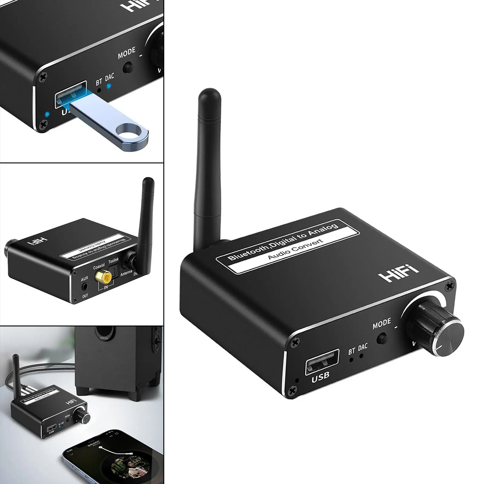  USB Playback AUX Optical  Player Digital to Analog Converter, Multi-device Expansion
