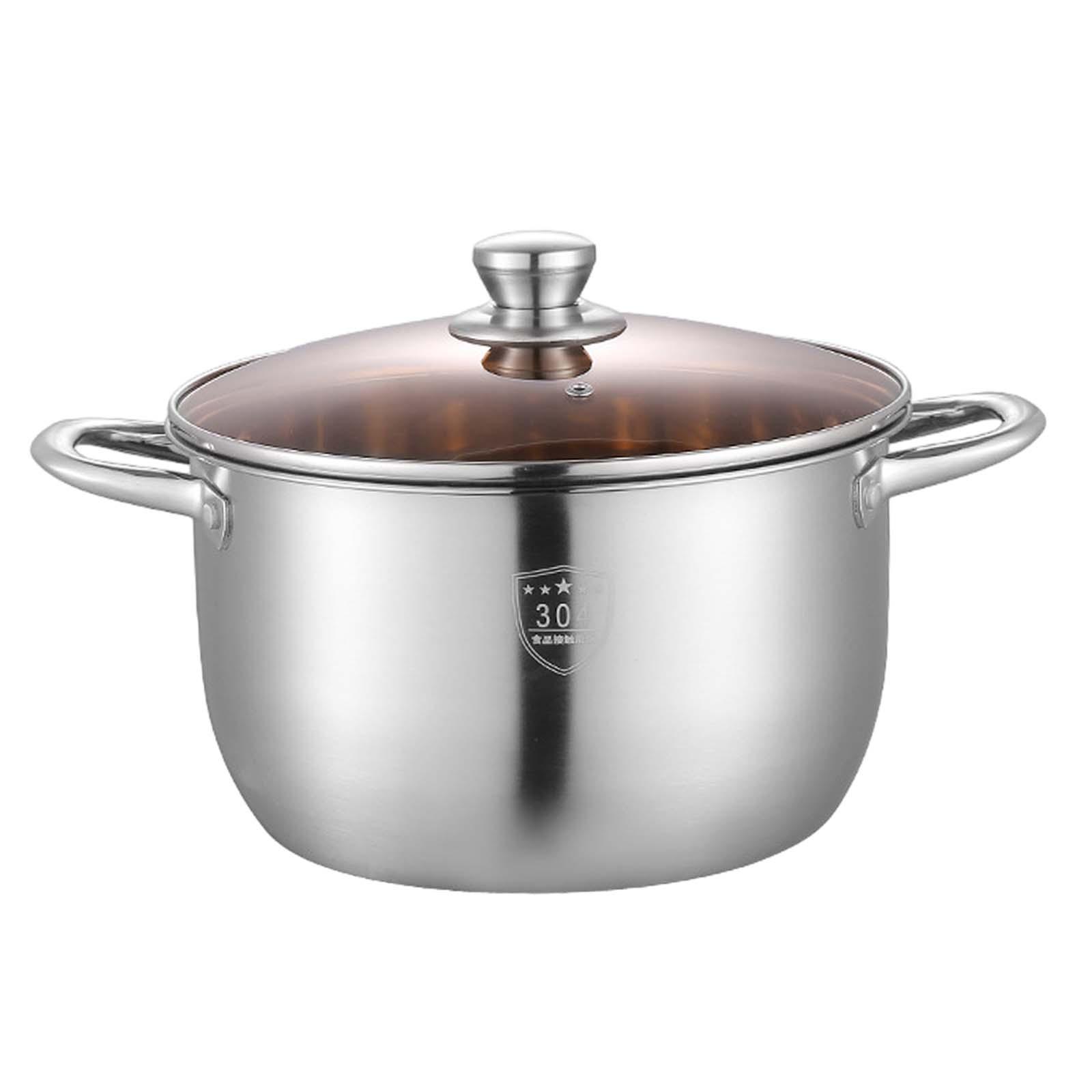 Stainless Steel Stockpot with Lid Perfect Size Heatproof Handle Small Saucepan for Warming Milk Vegetables Meat Soup Noodles