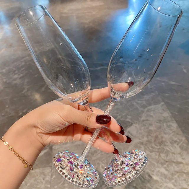 Valentine's Day Customized Glitter Wine Glass - Wine & Champagne