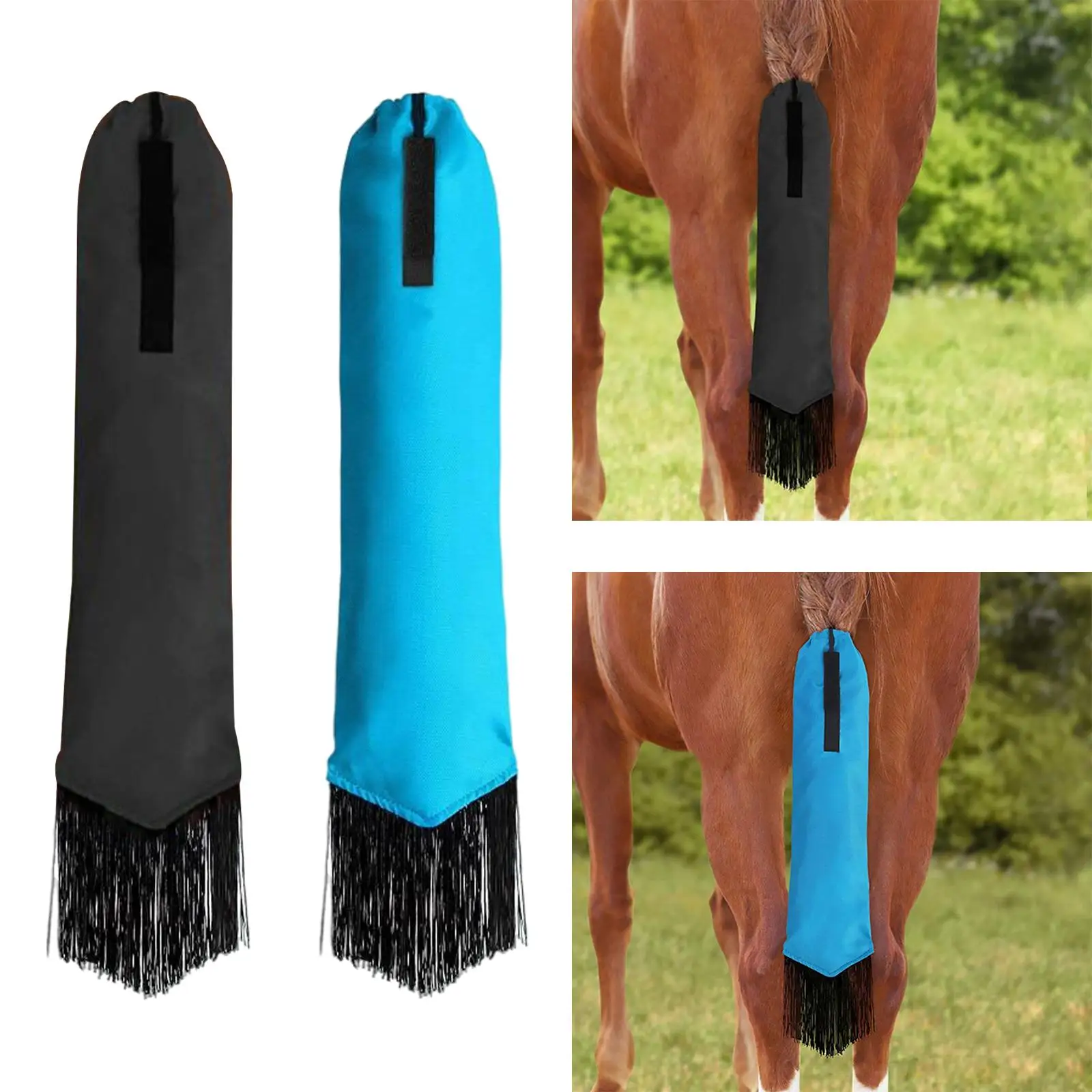 Horse Tail Bag with Fringe Horse Tail Wrap Protector Horse Long Tail Decoration Equestrian Equip Horse Racing Care