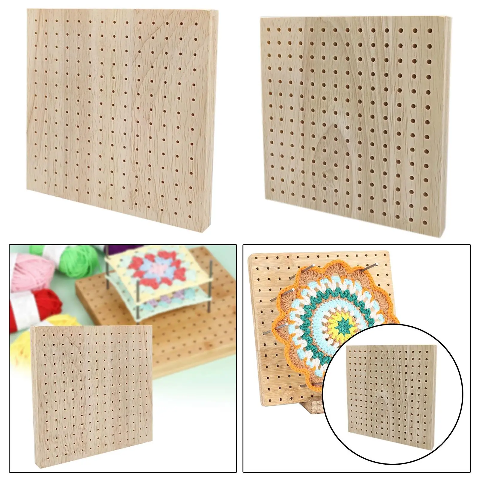 Wood Crochet Blocking Board Durable DIY Crafting Hole Board Blocking Board for Granny Squares Gift for Granny Squares Lover