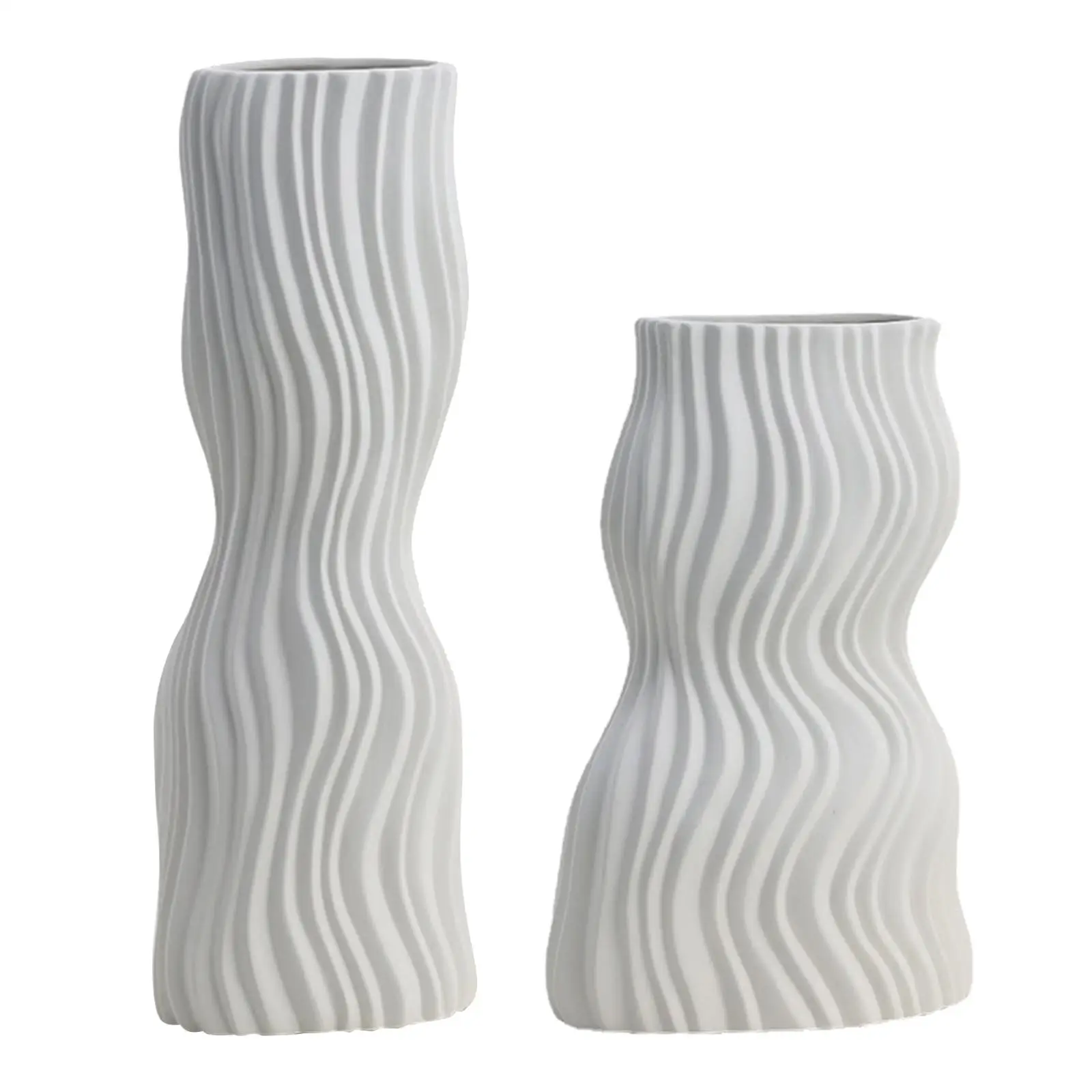 Water Pleated Ceramic Flower Vase Simple Modern Geometric Flower Arrangement Vase for Home Party Decor