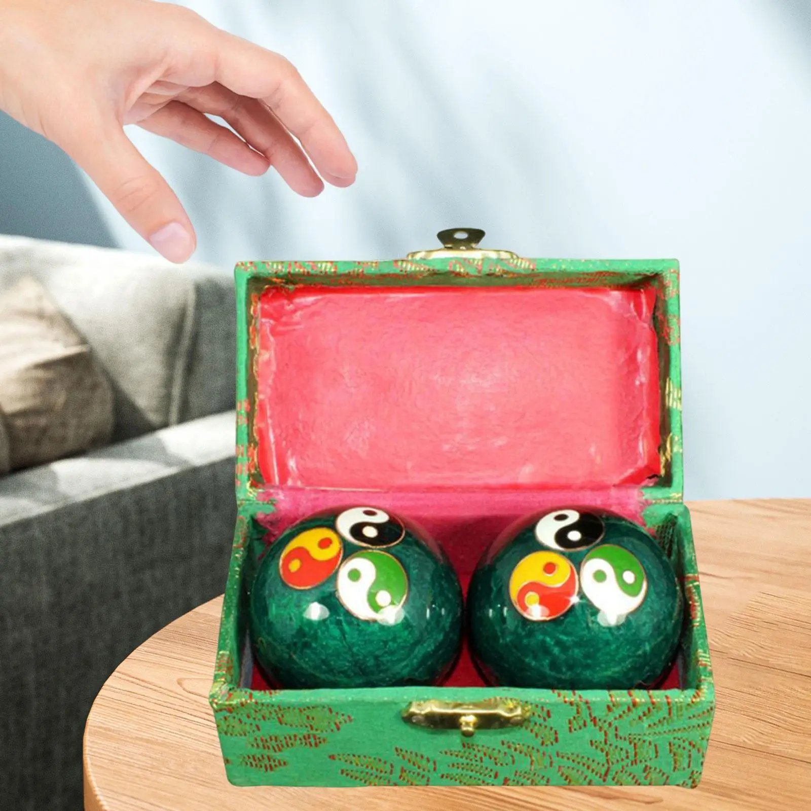 2Pcs Massage Balls with Storage Box Smooth Chinese Health Balls for Children