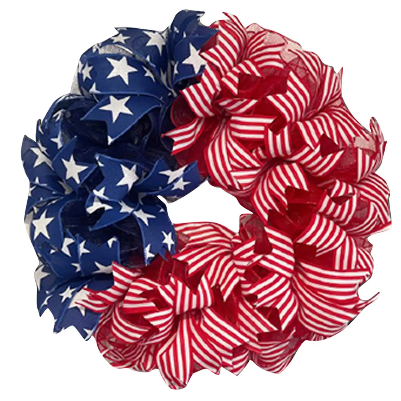 30cm Front Door Wreath Independence Day Memorial Day Red White Blue Patriotic Garland for Indoor Wall Home Spring Decoration