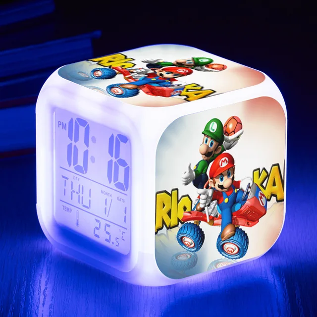 Super Mario Game Led Colorful Color Changing Digital Alarm Clock Birthday  Gift Clock Personalized Creative Bedroom Alarm Clock