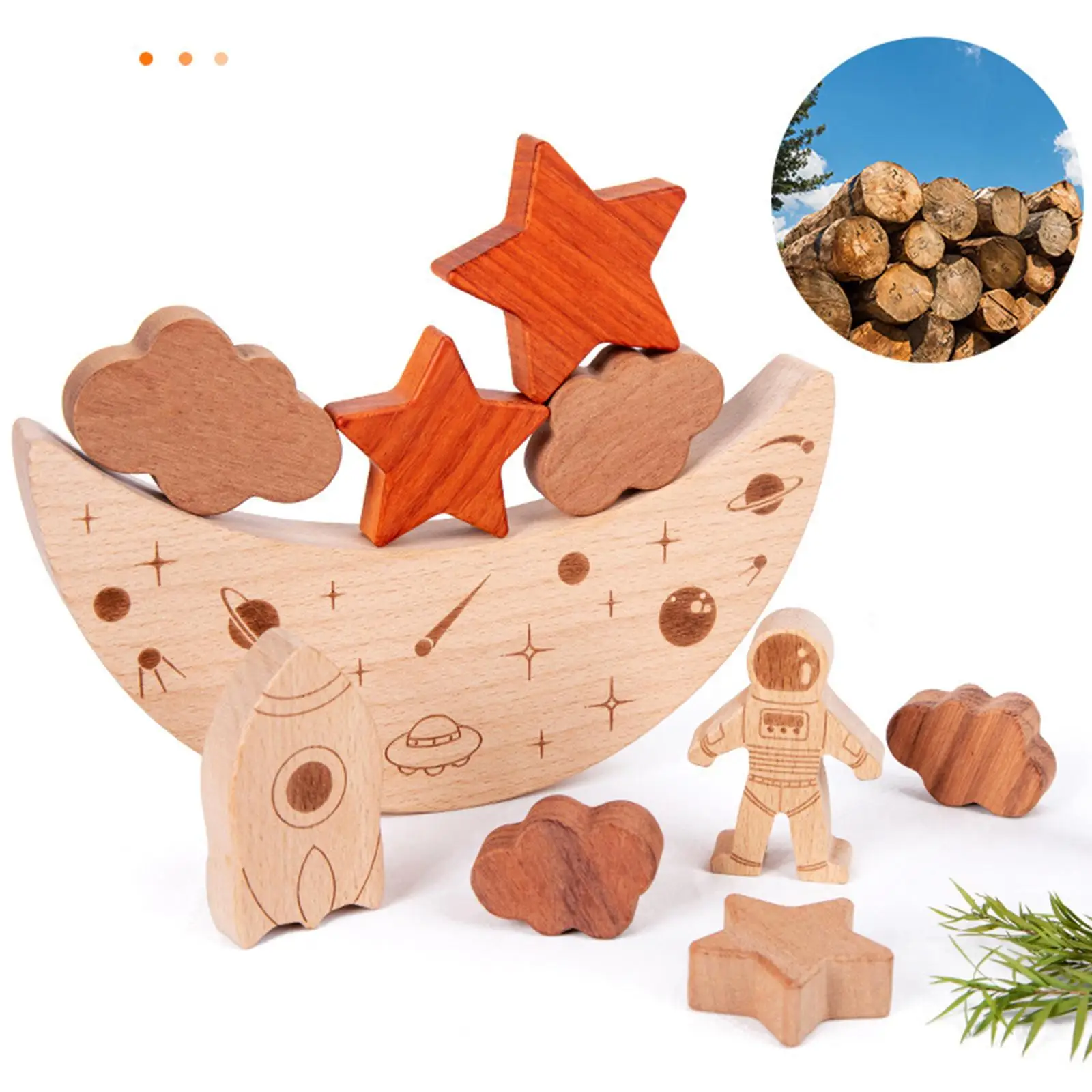 11 Pieces Wooden Blocks Balance Game Montessori Toys for Baby Kids Toddlers Birthday Gifts