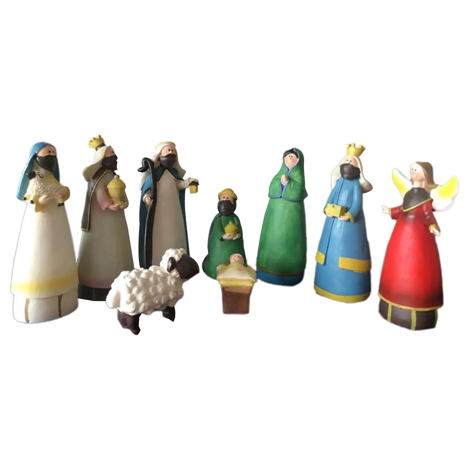 9 Pieces Nativity Scene Manger Figurines Set Christmas Ornament for Tabletop