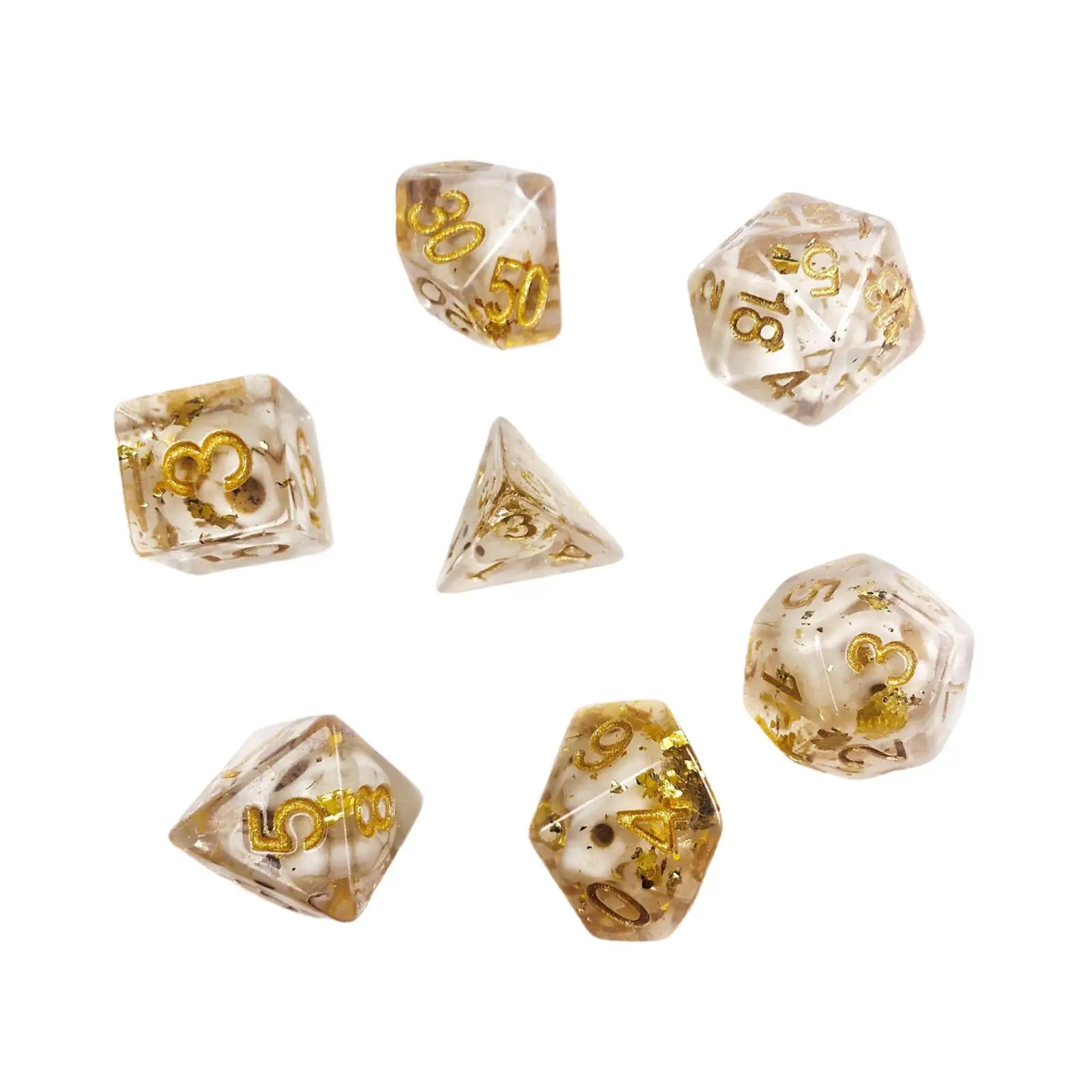 7 Pieces Acrylic Polyhedral Dices Built in Skull for Tabletop Game Role Play
