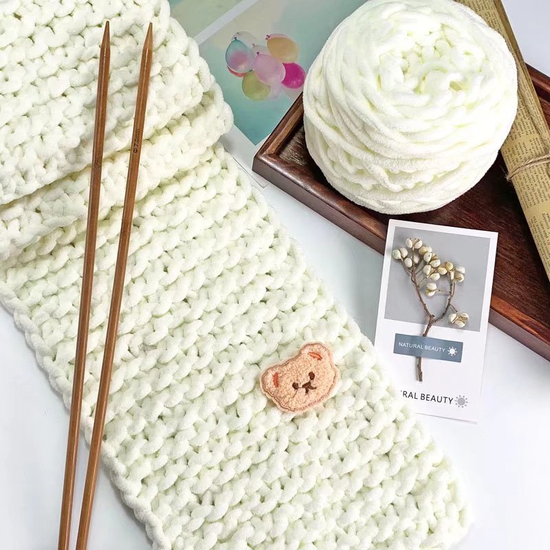 Description Picture 5 of item100g/ball Chenille Knitting Yarn Soft Ice Strip Line Cotton Yarn DIY Wool Yarn for Hand Knitting Scarf Thick Wool Wholesale